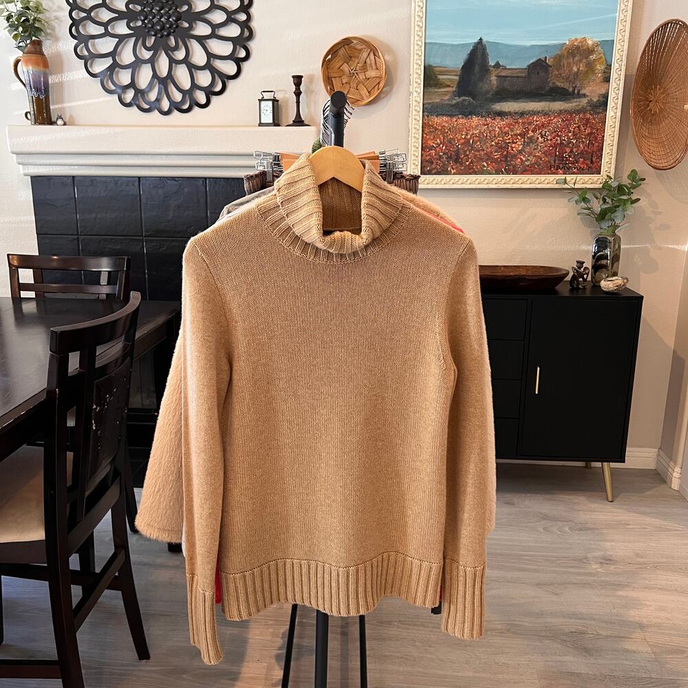 J Crew Sweater Womens Size Medium Camel Italian-Spun 100% Cashmere Turtleneck - Picture 16 of 16
